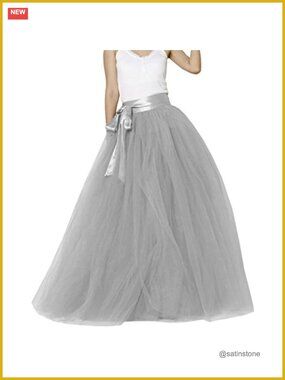 Women's Long Tutu Tulle Party Skirt 5 Layer Full Puffy Prom Cocktail